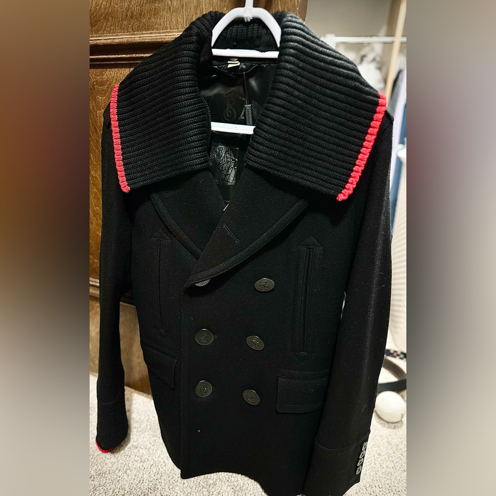 NWT Men’s Burberry Prorsum Kepwick Wool Men’s Peacoat – Black 48 Slim Medium NEW